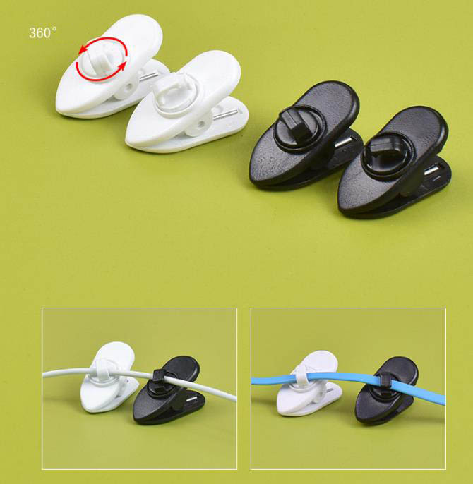 Držák klips kabelu mikrofonu, klipsa otočný bílý 3