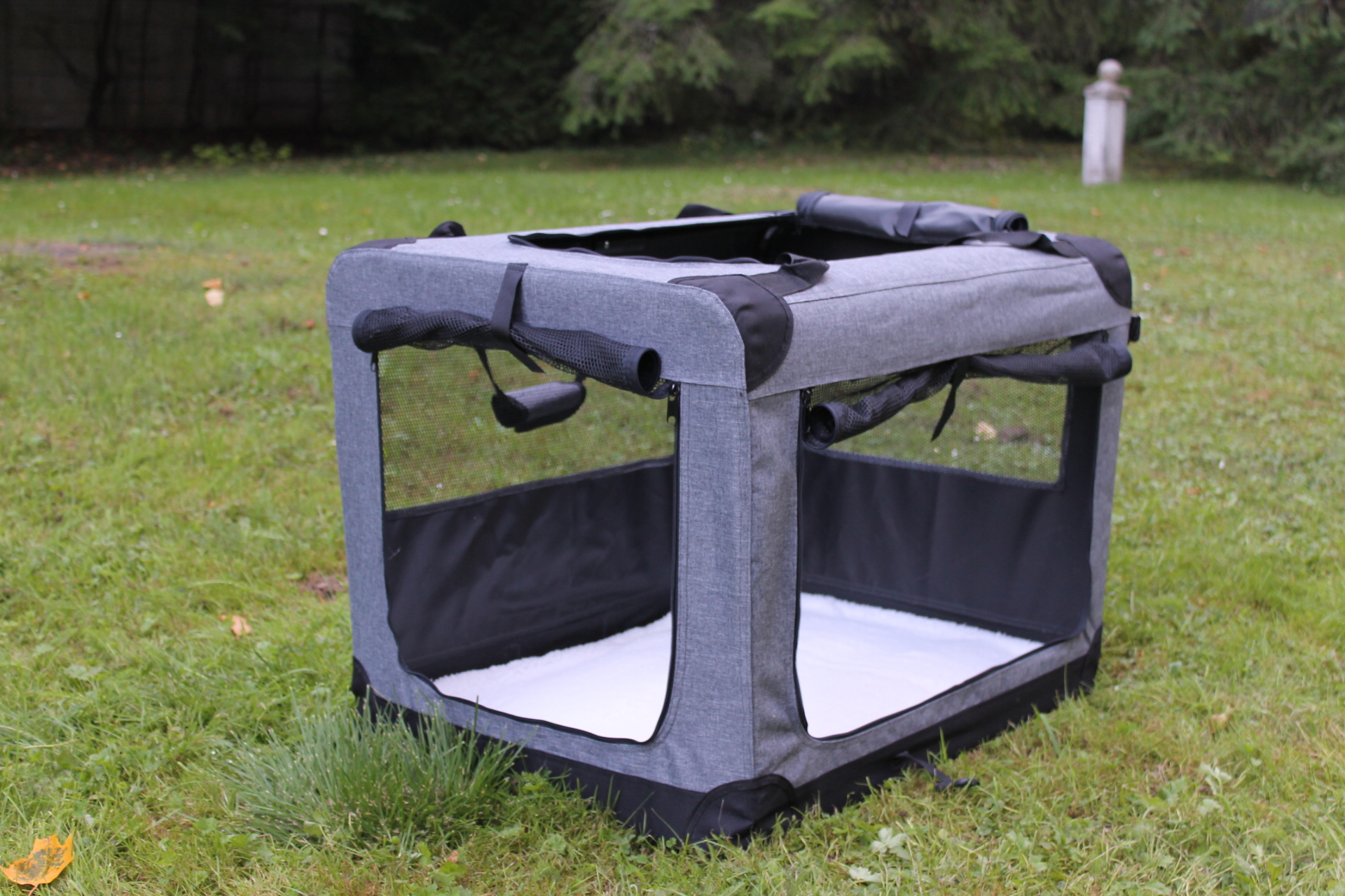 Klietka pre psa, prepravné klietka, látková prepravka, šedá M