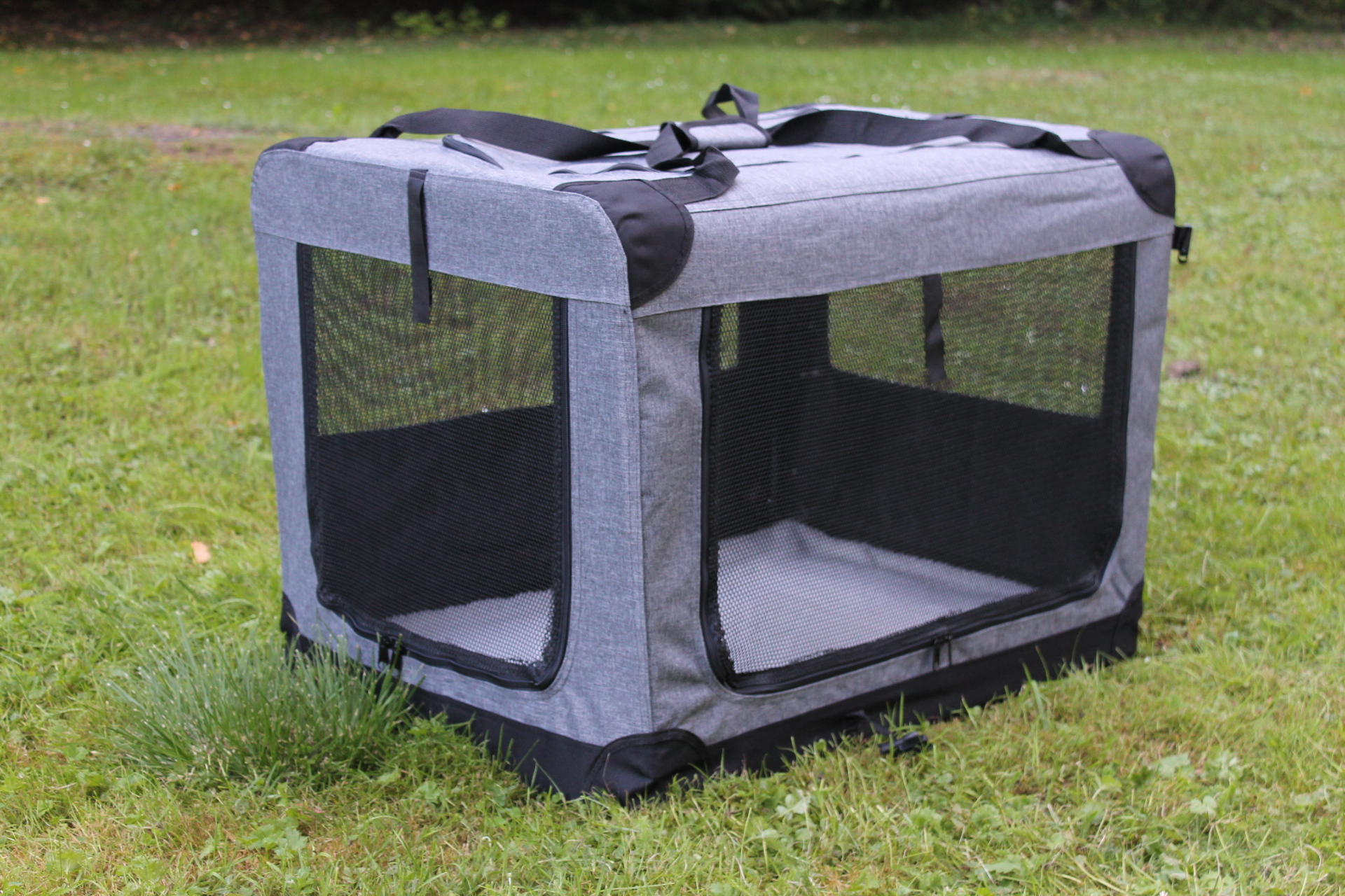 Klietka pre psa, prepravné klietka, látková prepravka, šedá L