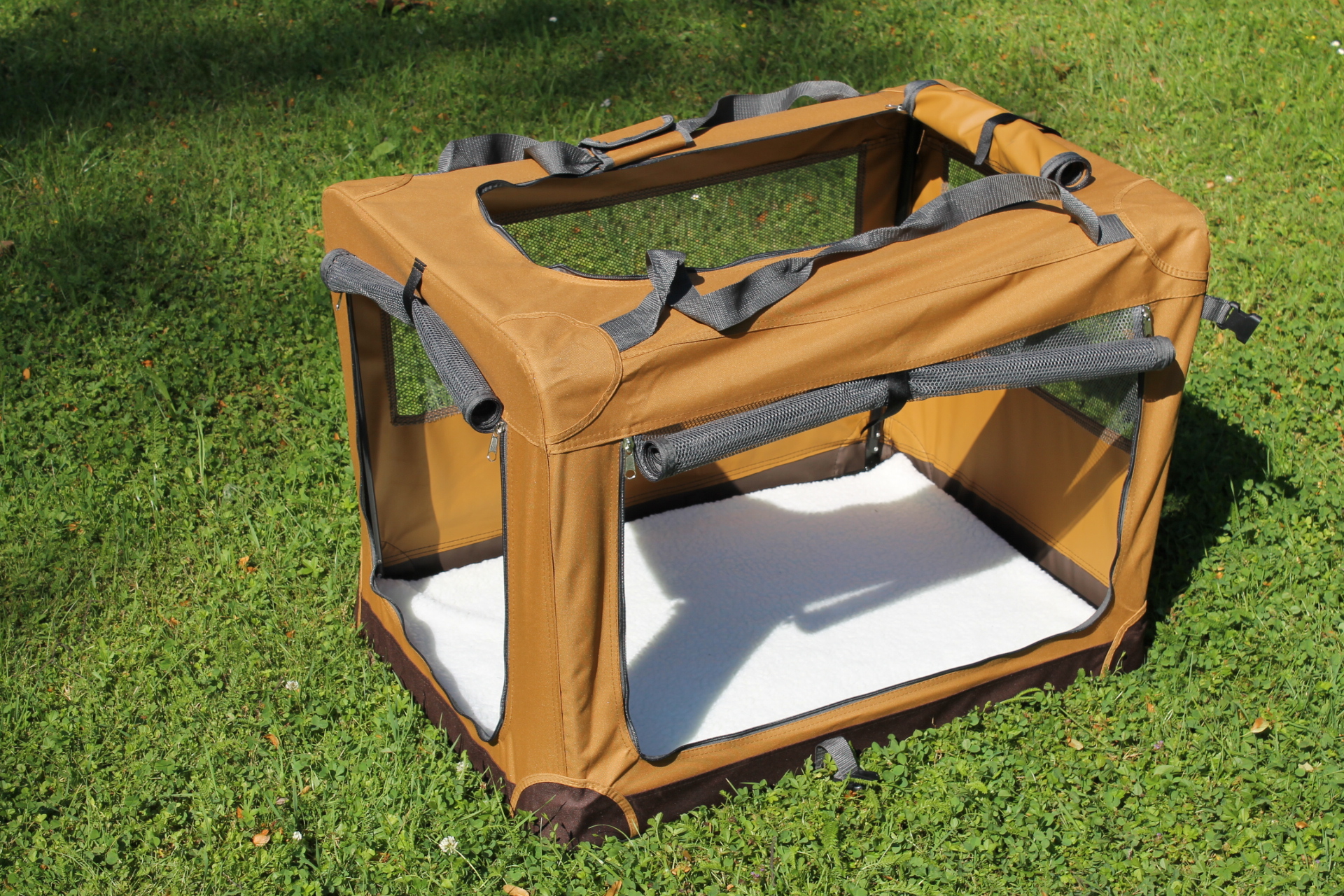 Klietka pre psa, prepravné klietka, látková prepravka, hnědá S