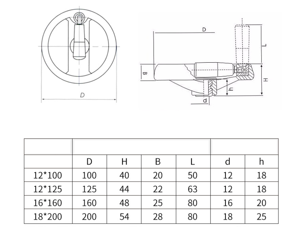 Ovládací kolo se sklopnou rukojetí 160mm AL