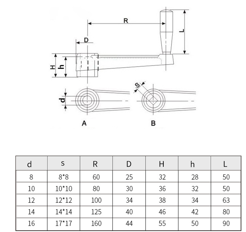 Otočná ručná kľučka 100x12x12mm sklopná, štvorhran