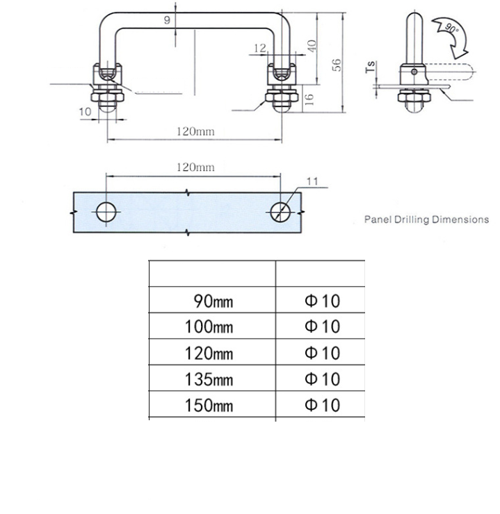 Sklopné madlo 120mm ocelové
