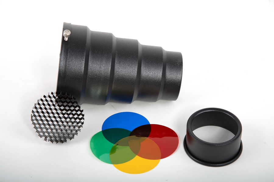 Komínček s farebnými filtrami a voštinou pre Mini blesk