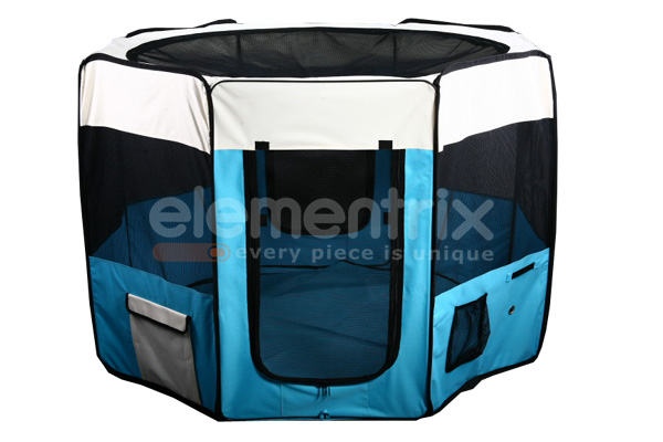 Klietka kruhová, skladacia, látková, výbehy, veľkosť XXL svetlo modrá