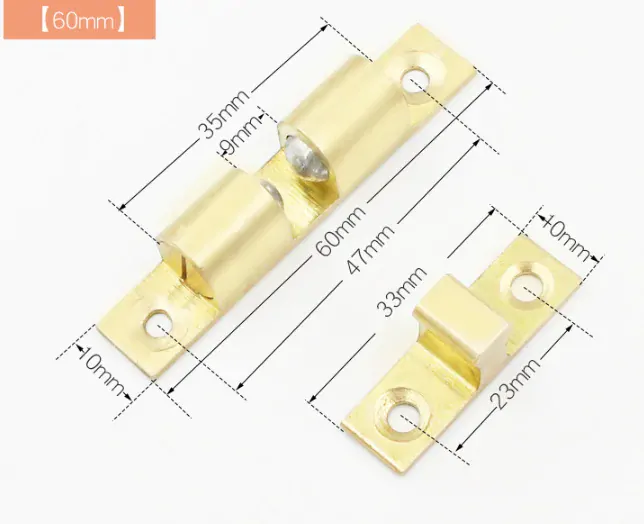 Dvojitá mosazná kuličková západka 60mm 1ks