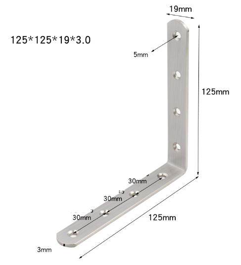 Uholník L nerez spojovací 125x125x2,7 90°
