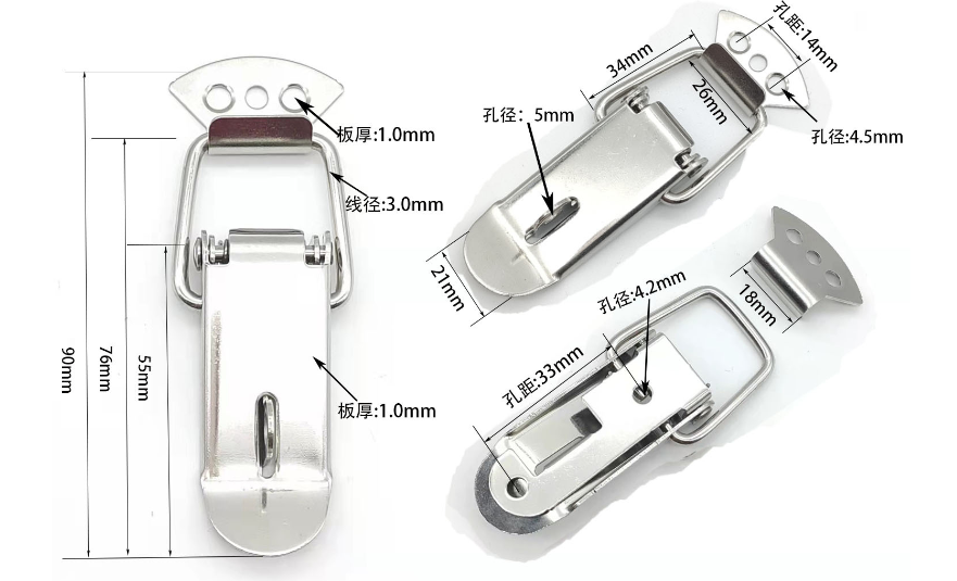 Pákový uzávěr bedny 55mm s očkem 1ks
