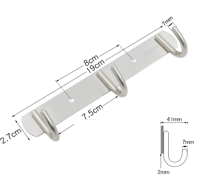 Věšáky na oblečení na liště 3x nerez