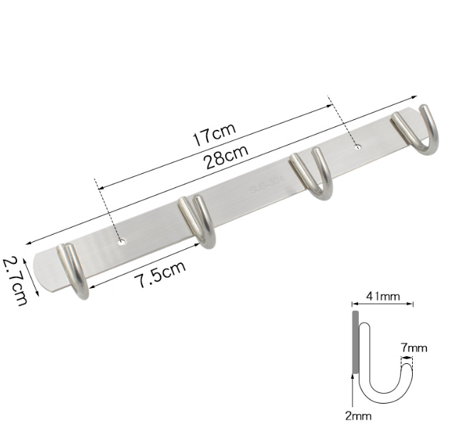 Věšáky na oblečení na liště 4x nerez