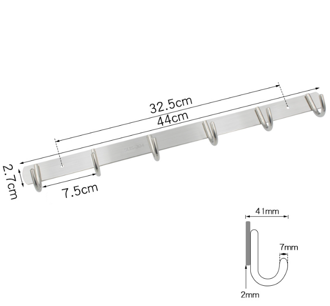 Věšáky na oblečení na liště 6x nerez