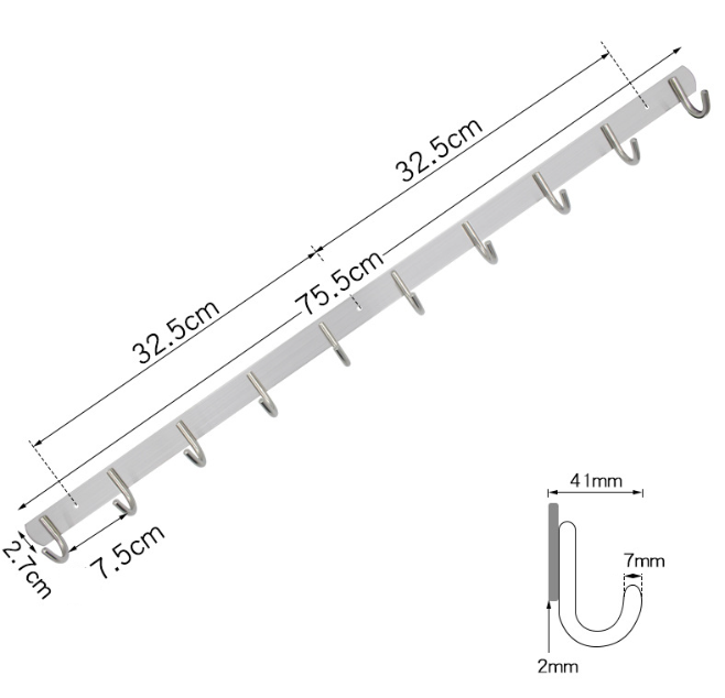 Věšáky na oblečení na liště 10x nerez