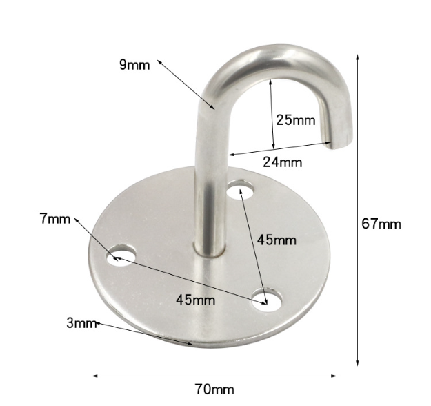 Stropní háček s deskou 70mm