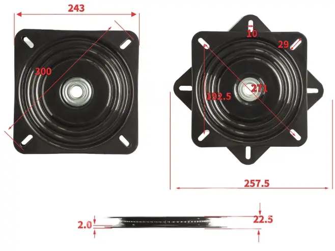 Lazy Susan 243mm otočný mechanizmus stola, točňa dosky