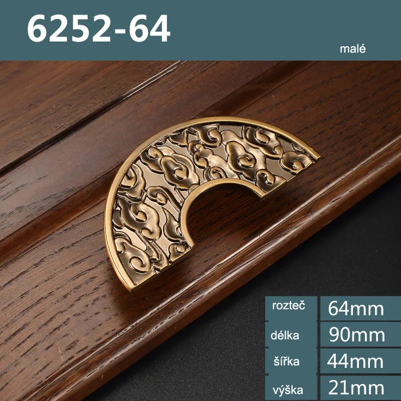 Šuplíkové, dverné madlo čínsky neo štýl 6252-64 malé coffee