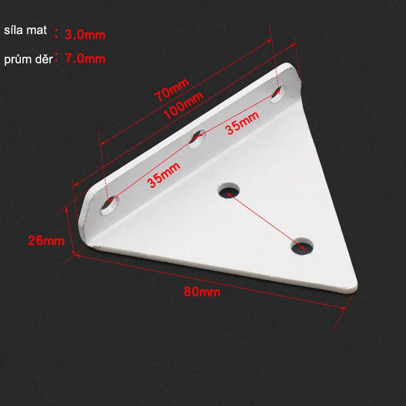 Držiak police trojuholník 100x78mm - biely [1ks]