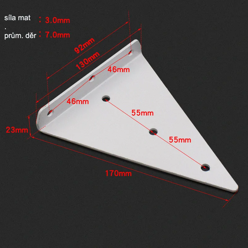Držiak police trojuholník 130x163mm - biely [1ks]