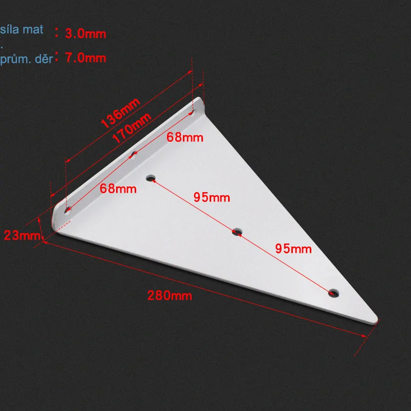 Držiak police trojuholník 170x270mm - čierny [1ks]
