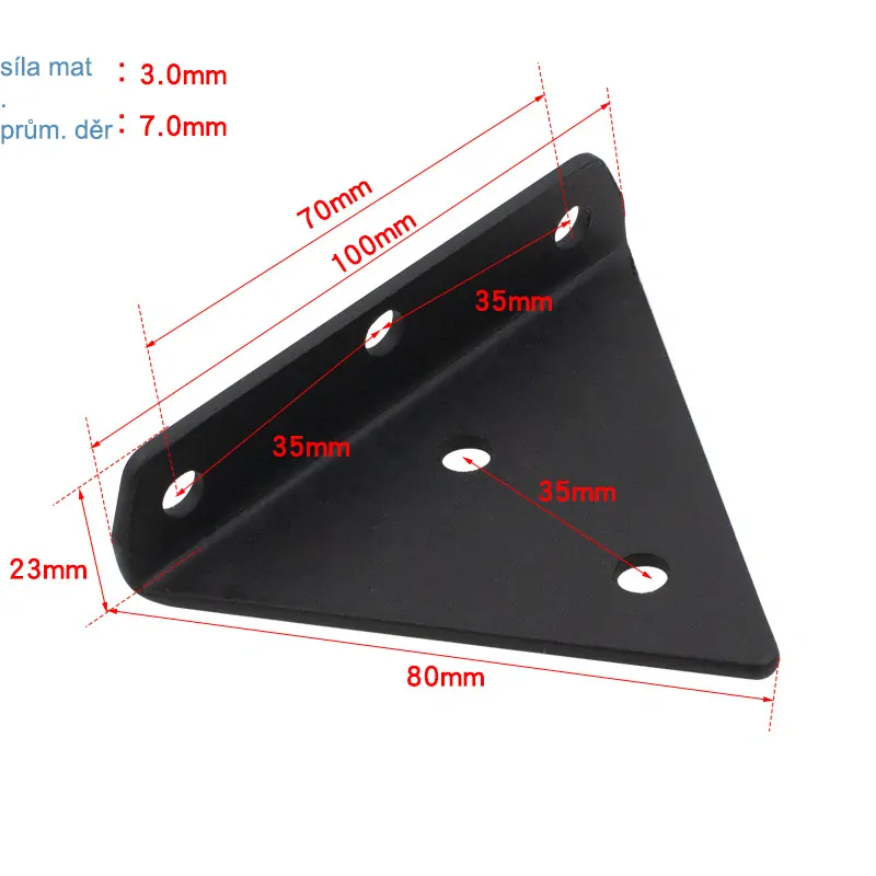 Držiak police trojuholník 100x78mm - čierny [1ks]