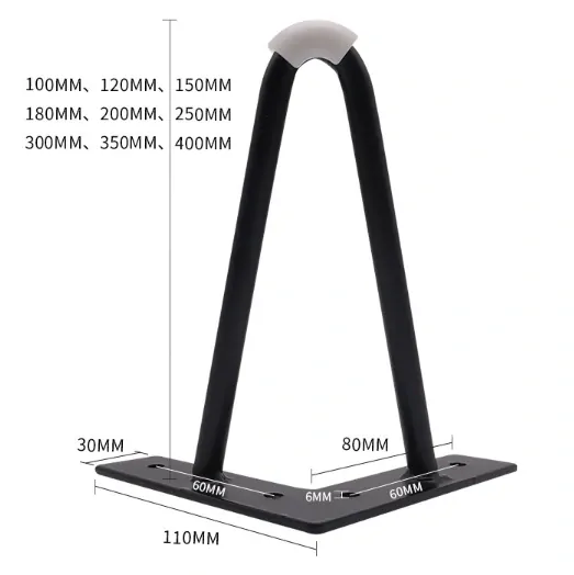 Posteľová noha Hairpin 200mm, 4 kusy, čierna