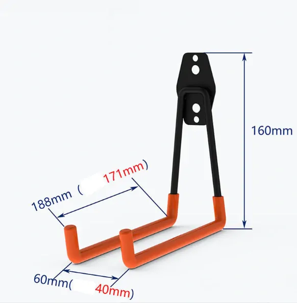Oceľový hák na stenu 188x160mm s pogumováním