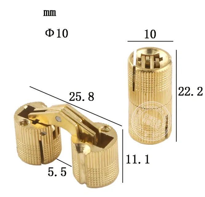 Zapustený cylindrický pánt záves 180° Ø10mm