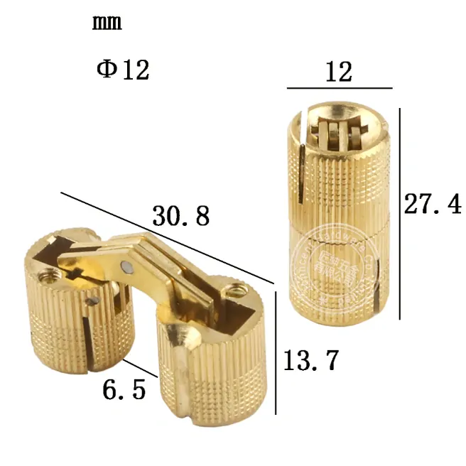 Zapustený cylindrický pánt záves 180° Ø12mm