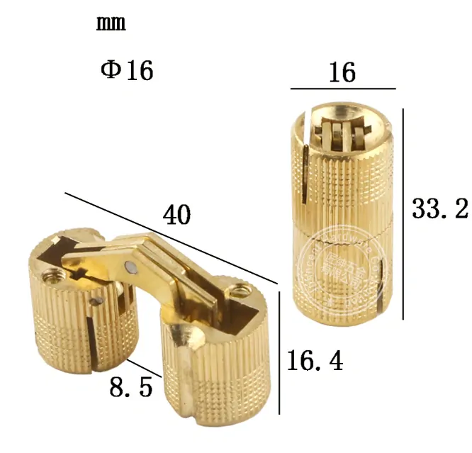 Zapustený cylindrický pánt záves 180° Ø16mm