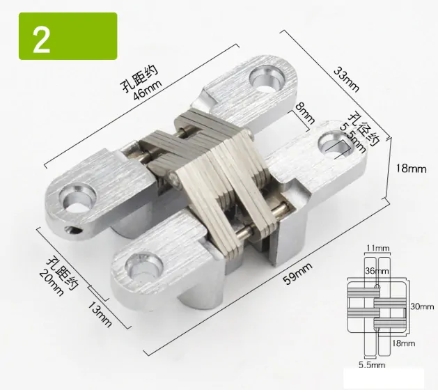Nerezový 180 ° skrytý pánt záves 13x59mm (2ks)