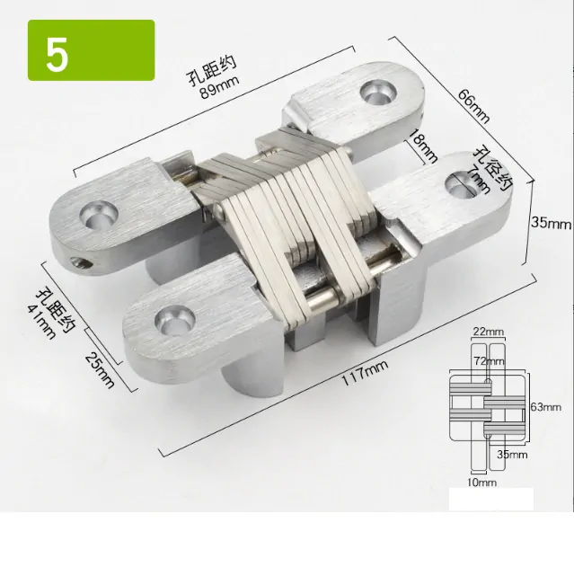 Nerezový 180 ° skrytý pánt záves 25x118mm (2ks)