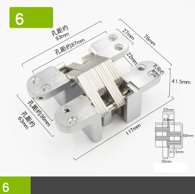 Nerezový 180 ° skrytý pánt záves 27x117x41mm (2ks)