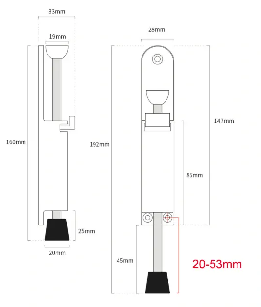 Dverná zarážka našľapávacia 147mm, zelená