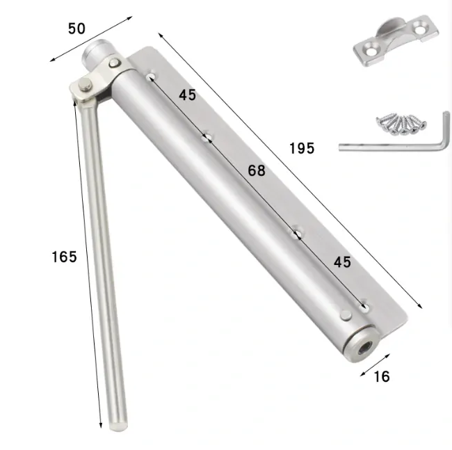 Automatický zatvárač dverí 145° sklopný strieborný