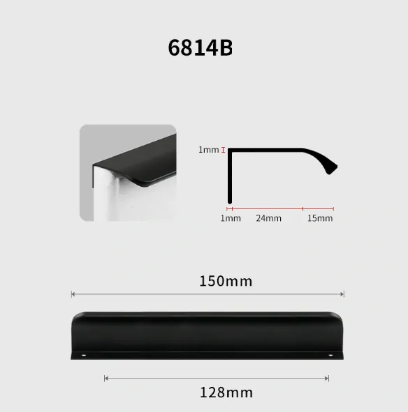 Profilová nábytková úchytka 150mm horná čierna