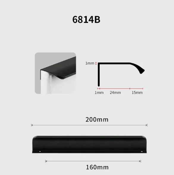 Profilová nábytková úchytka 200mm horná čierna