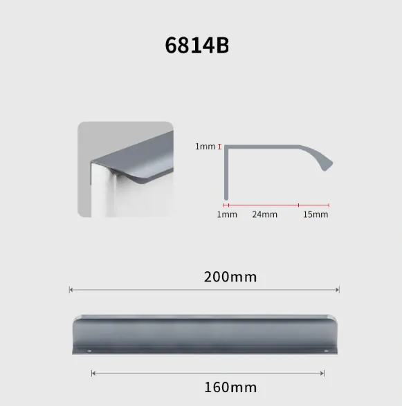 Profilová nábytková úchytka 200mm horná šedá