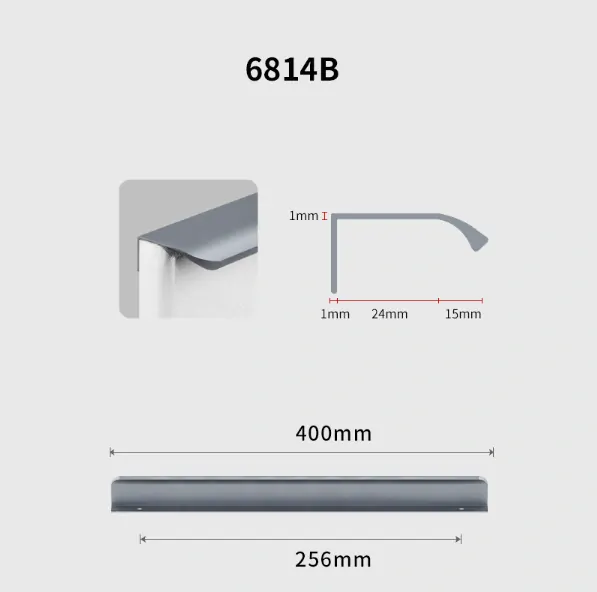 Profilová nábytková úchytka 400mm horná šedá