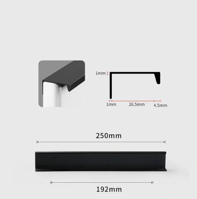 Profilová nábytková úchytka 250mm 6805 horná čierna