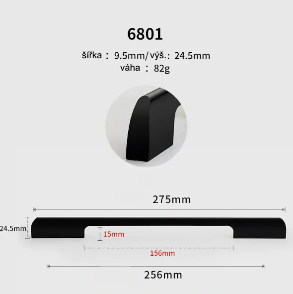 Nábytková úchytka 276mm 6801 čierna