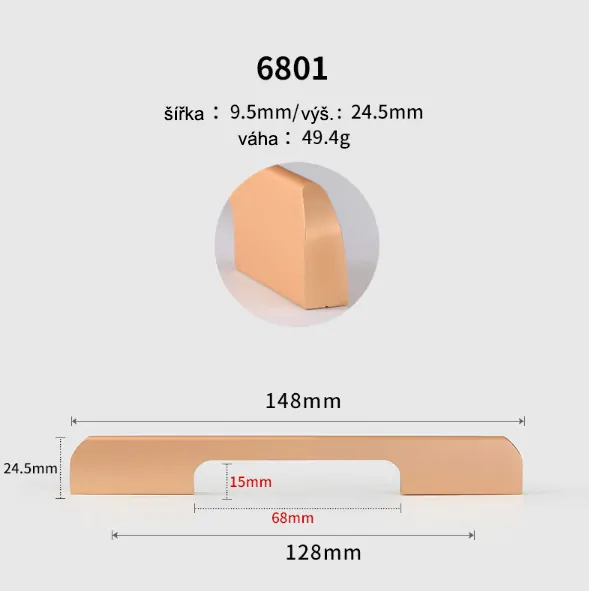 Nábytková úchytka 148mm 6801 zlatá odstín gold rose