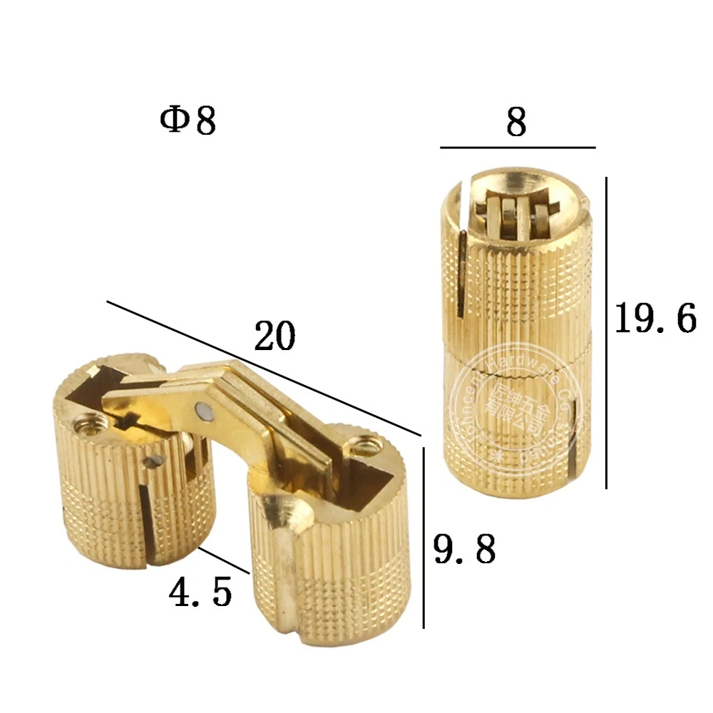 Zapustený cylindrický pánt záves 180° Ø8mm