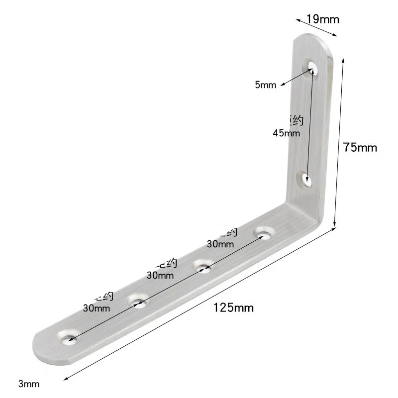 Uholník L nerez spojovací 125x75 90°
