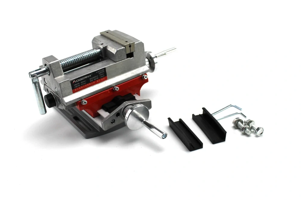 Krížový pracovný stôl 190x125mm červený hliník, zverák