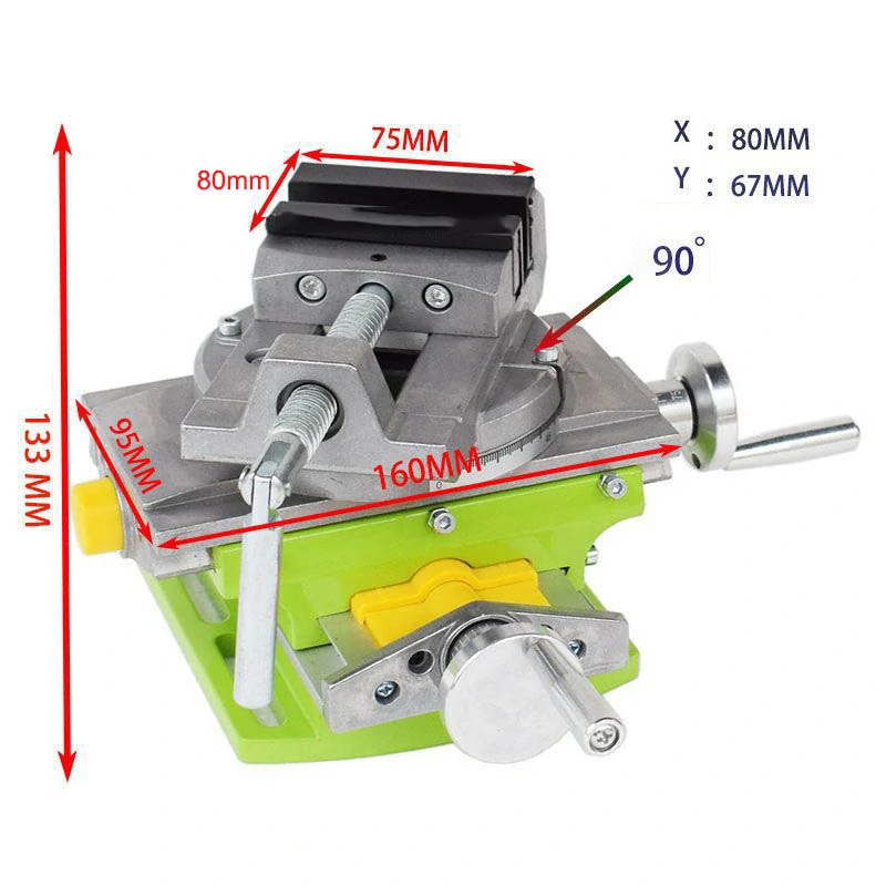 Krížový pracovný stôl 130x130mm zelený, zverák