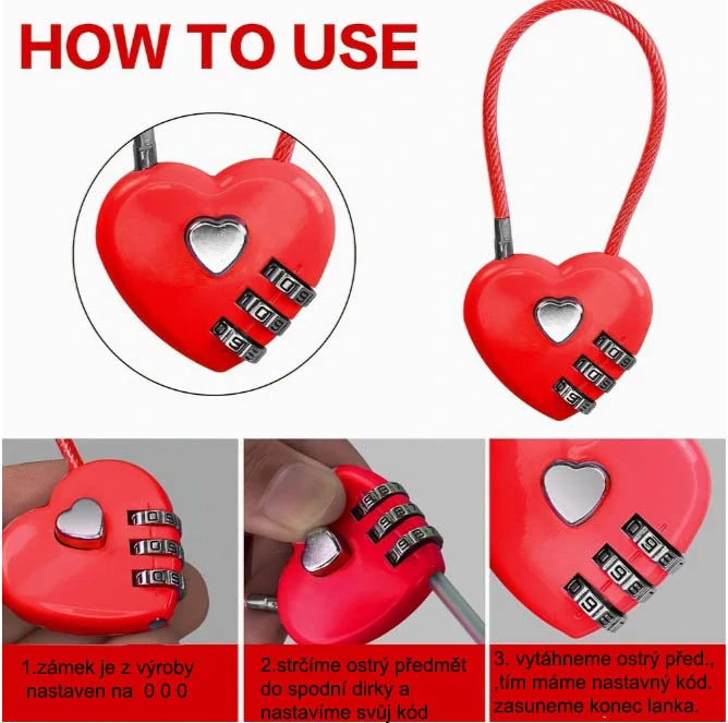 Lankový numerický zámok modry 40cm