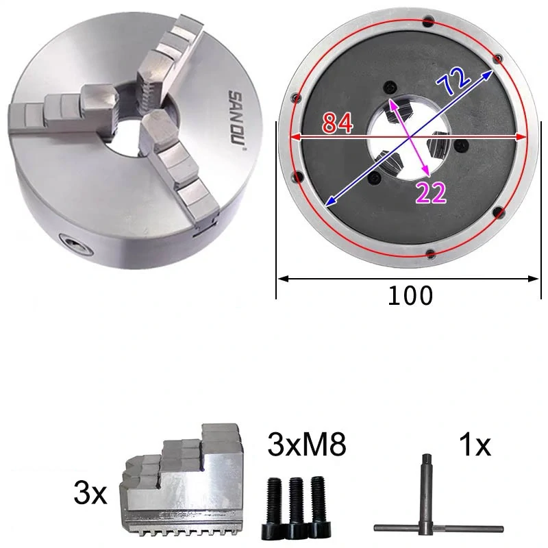 Skľučovadlo na sústruh, 100mm K11-100 3-čeľusťové
