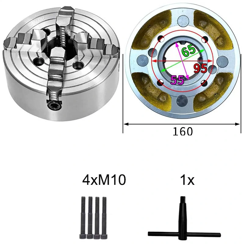 Skľučovadlo na sústruh, 160mm K72-160 4-čeľusťové