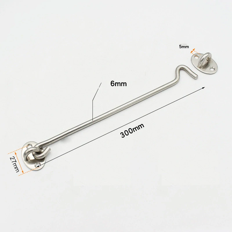 Nerezový hák 300mm na dvere, vráta, okno s protikusom