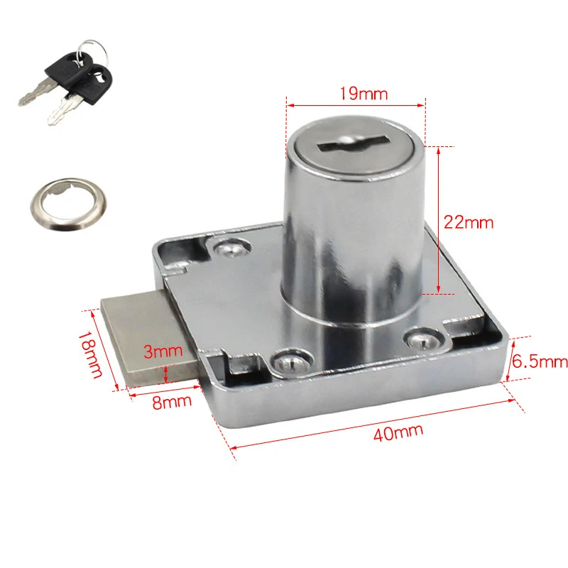 Zásuvkový zámok, zámok pre šuplík zinok 22mm univerzálny