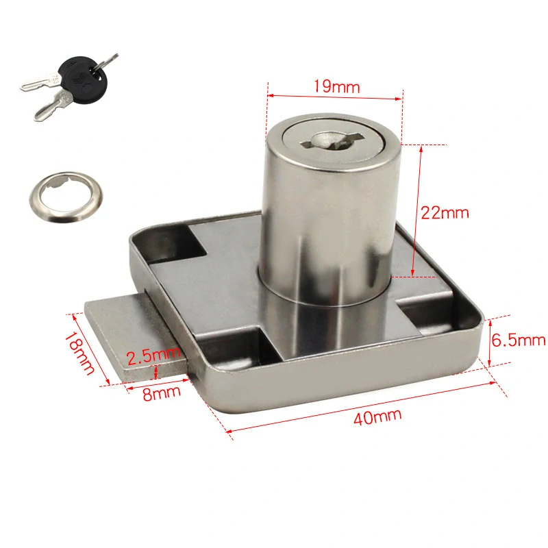 Zásuvkový zámok, zámok pre šuplík ocel 22mm univerzálny
